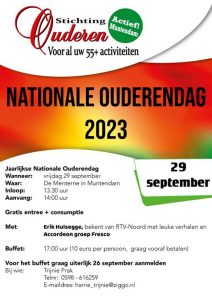 Flyer Nationale Ouderendag 2023, Ouderen Actief Muntendam